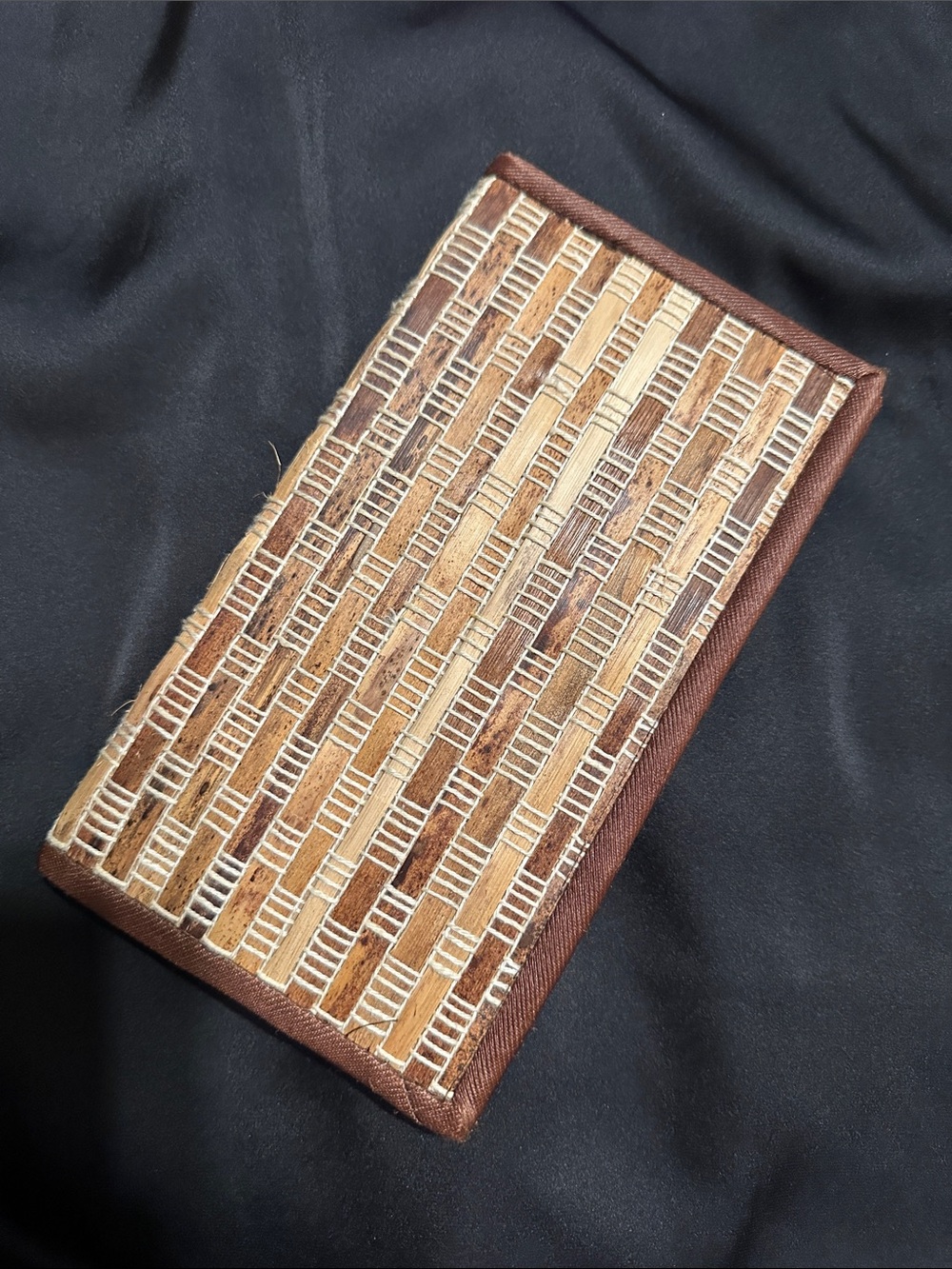 Woven Brown Straw Clutch Wallet